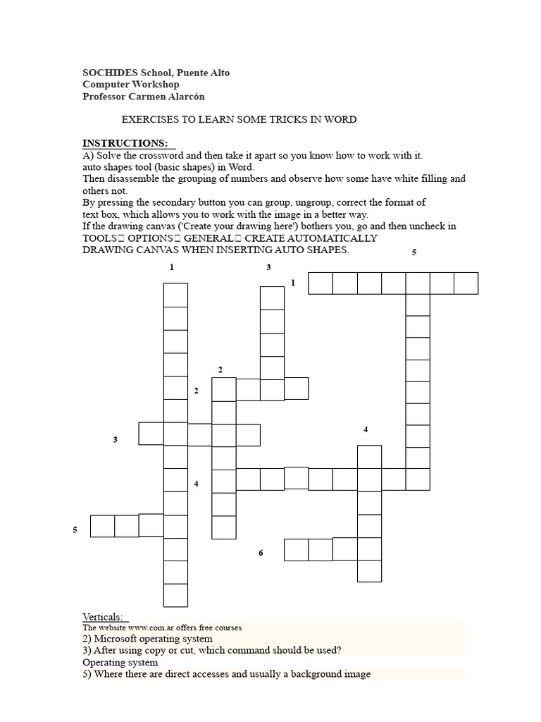 Word Tricks Workshop Exercises | PDF | Crossword | Operating System