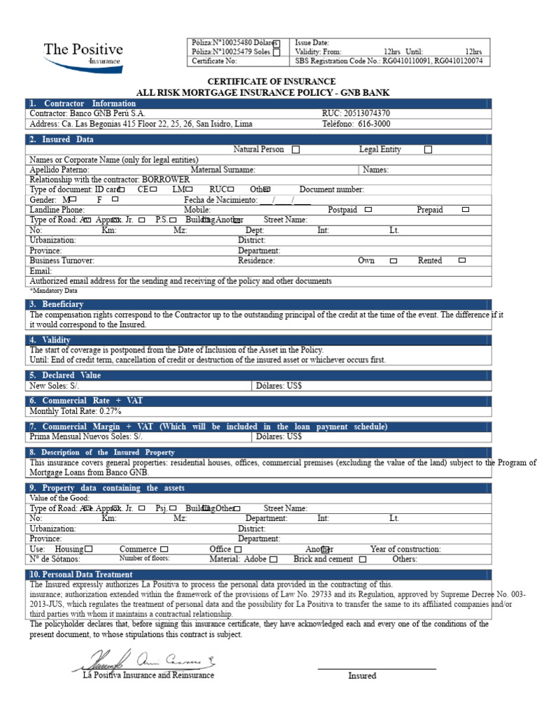 All Risk Mortgage Insurance Policy | PDF | Insurance | Real Estate ...