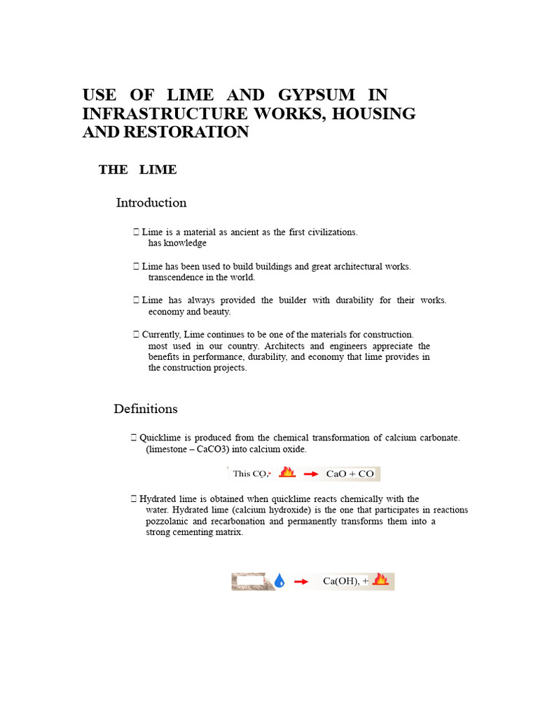 Lime and Gypsum in Construction | PDF | Lime (Material) | Plaster