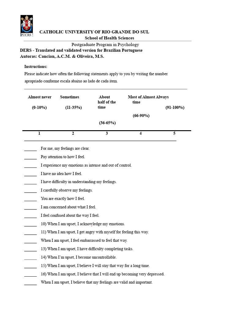 Emotional Awareness Assessment Tool | PDF | Cognitive Science | Psychology