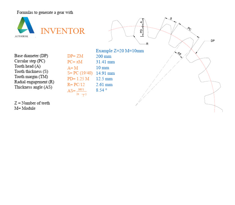 Gear Design Formulas for Inventor | PDF