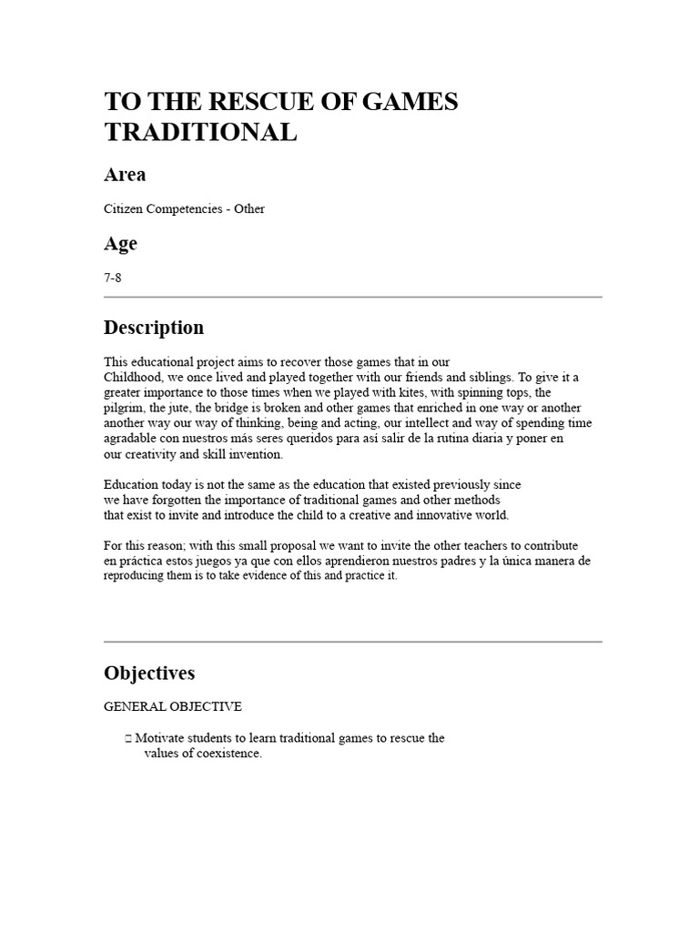 Reviving Traditional Childhood Games | PDF