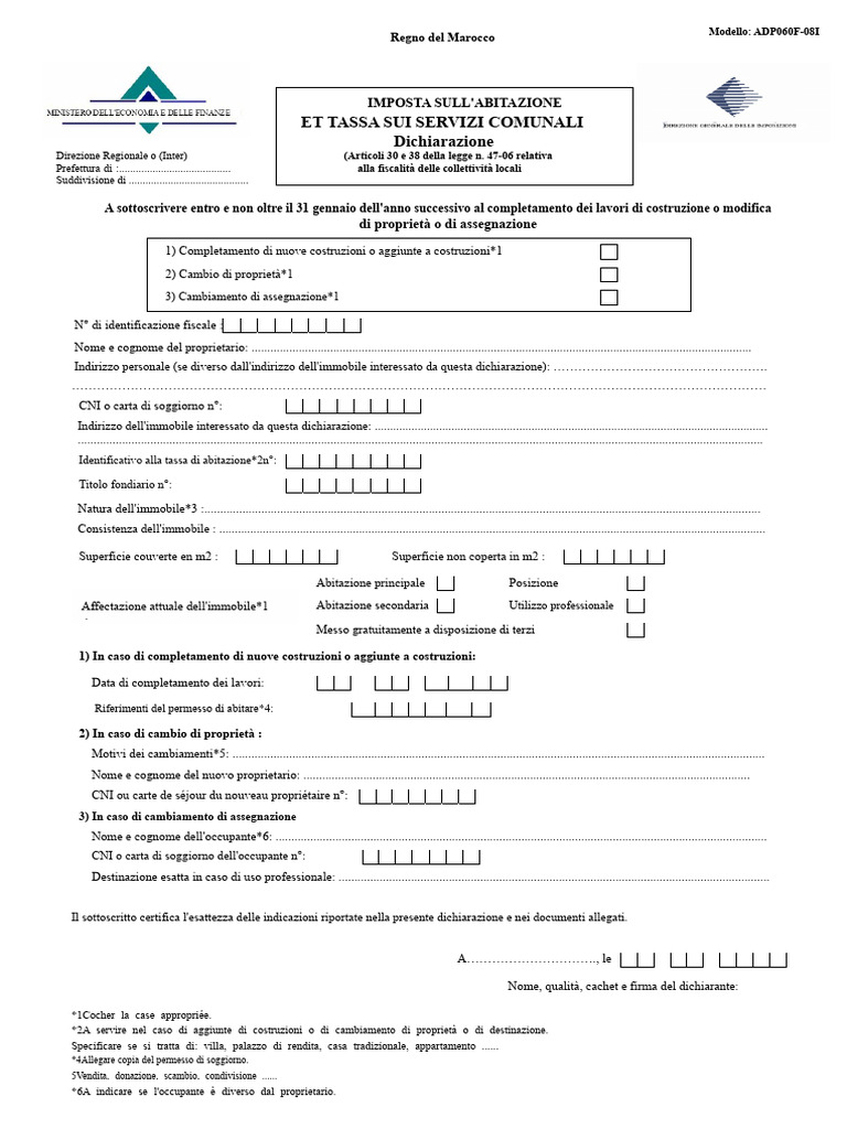 Modulo Di Dichiarazione Della TSC | PDF