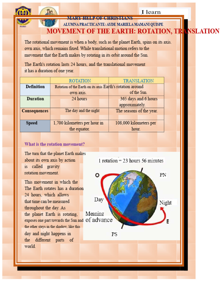 Earth's Rotation and Translation Explained | PDF | Rotation | Apsis