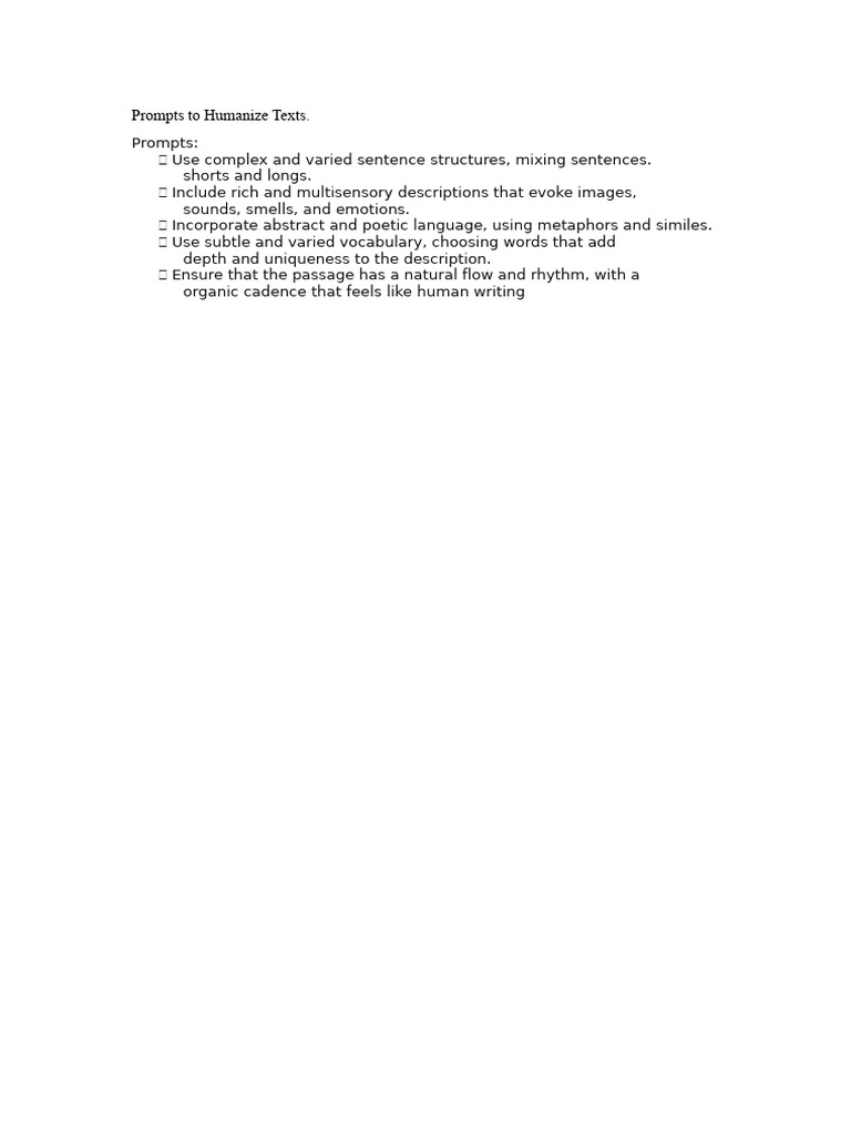 Prompts to Humanize Texts | PDF