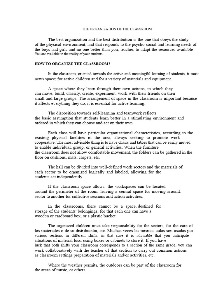 Classroom Organization for Active Learning | PDF | Classroom | Hierarchy