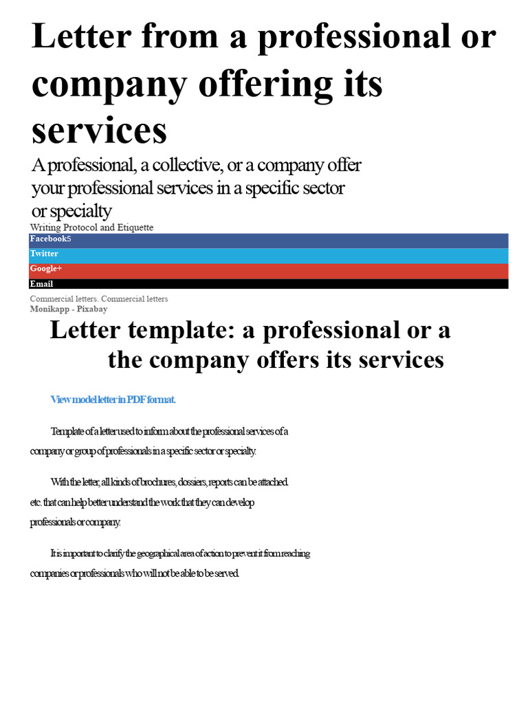 Letter From A Professional or Company Offering Their Services | PDF