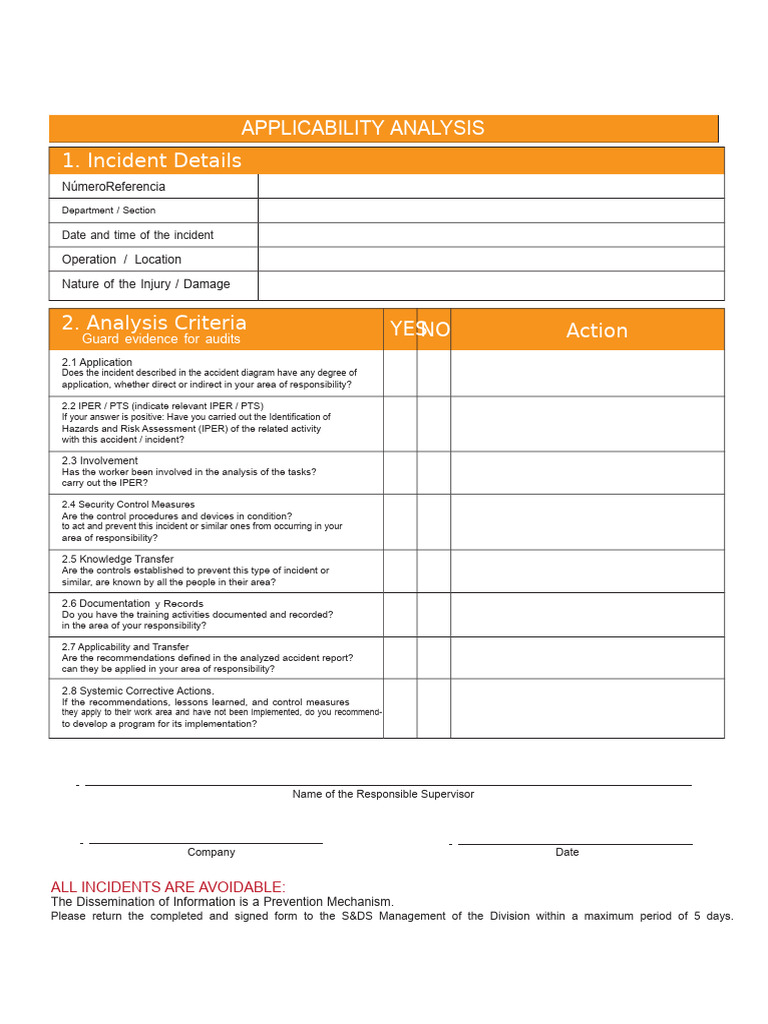 Incident Applicability Analysis Checklist | PDF