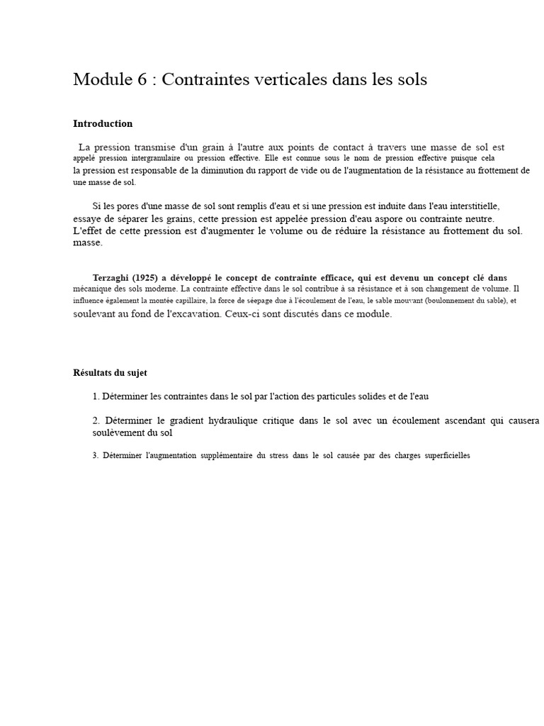 Contraintes verticales dans les sols saturés | PDF | Élasticité ...