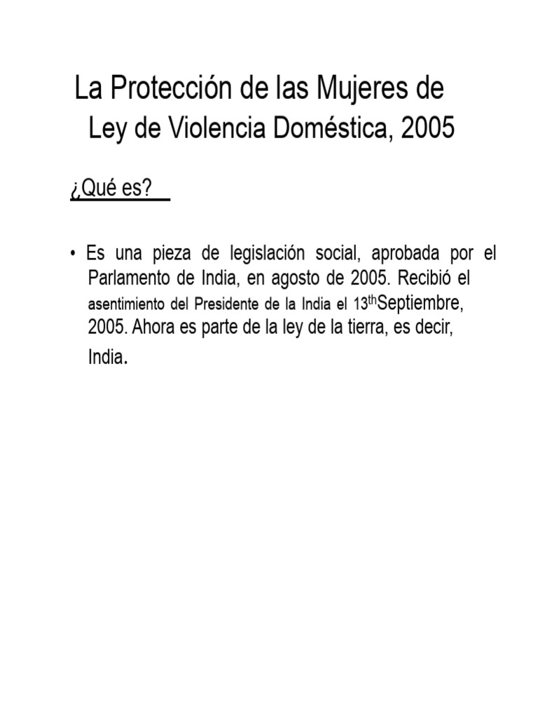 La Ley de Protección de Las Mujeres Contra La Violencia Doméstica | PDF ...