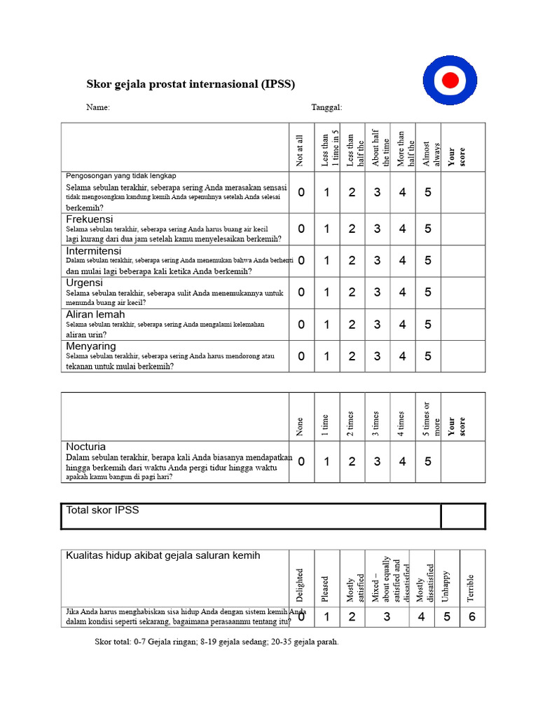 Skor IPSS untuk Gejala Prostat | PDF
