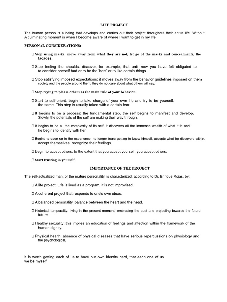 Personal Life Project and Goals | PDF | Psychology | Behavioural Sciences