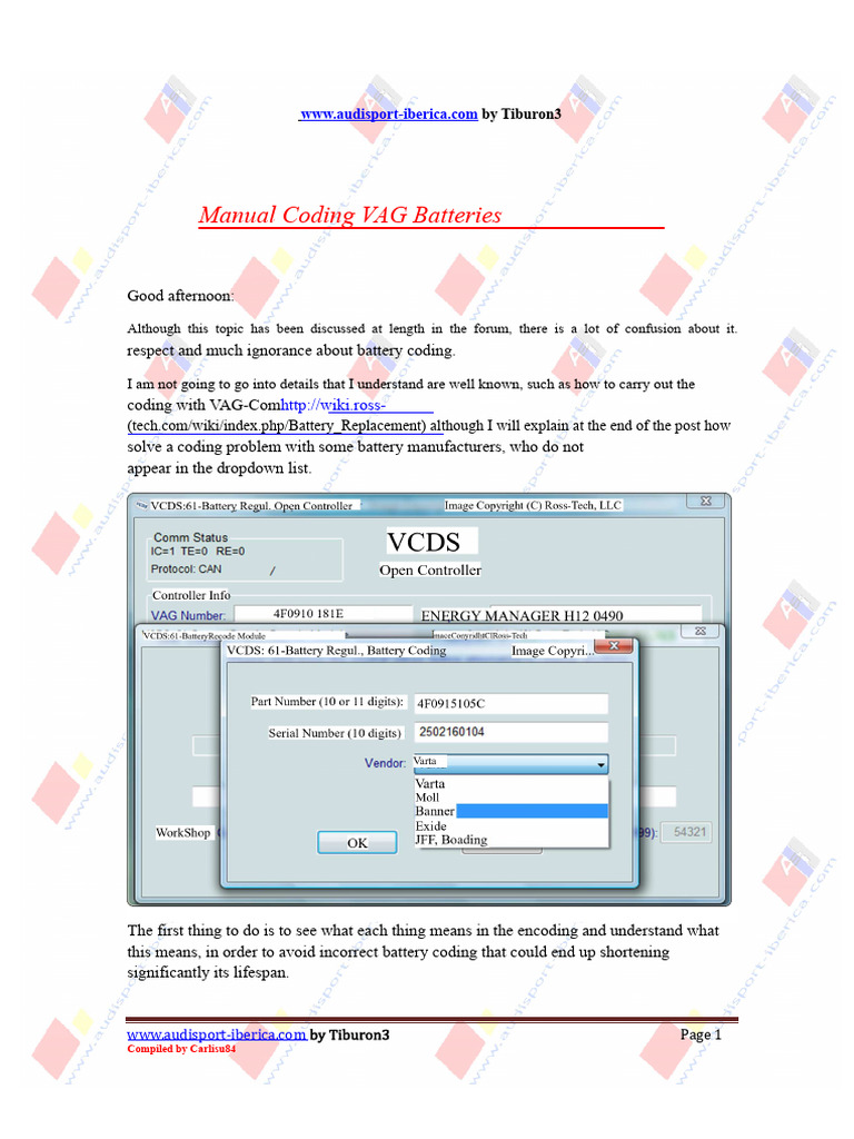 VAG Battery Coding Guide | PDF