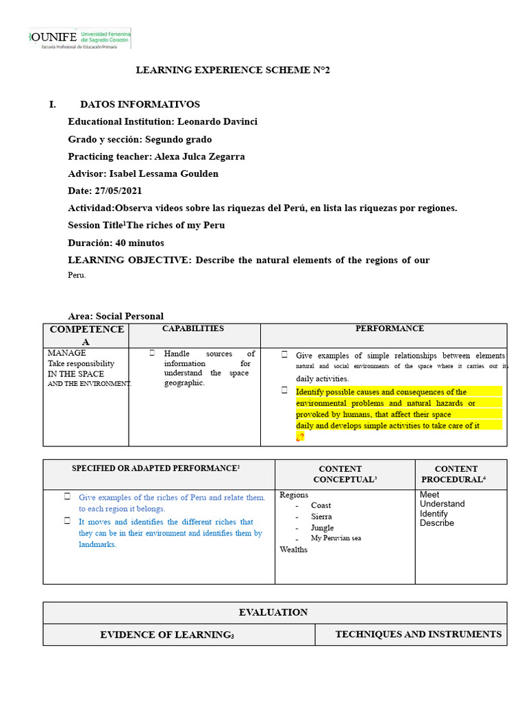 Personal Session Riches of Peru | PDF | Peru | Curriculum