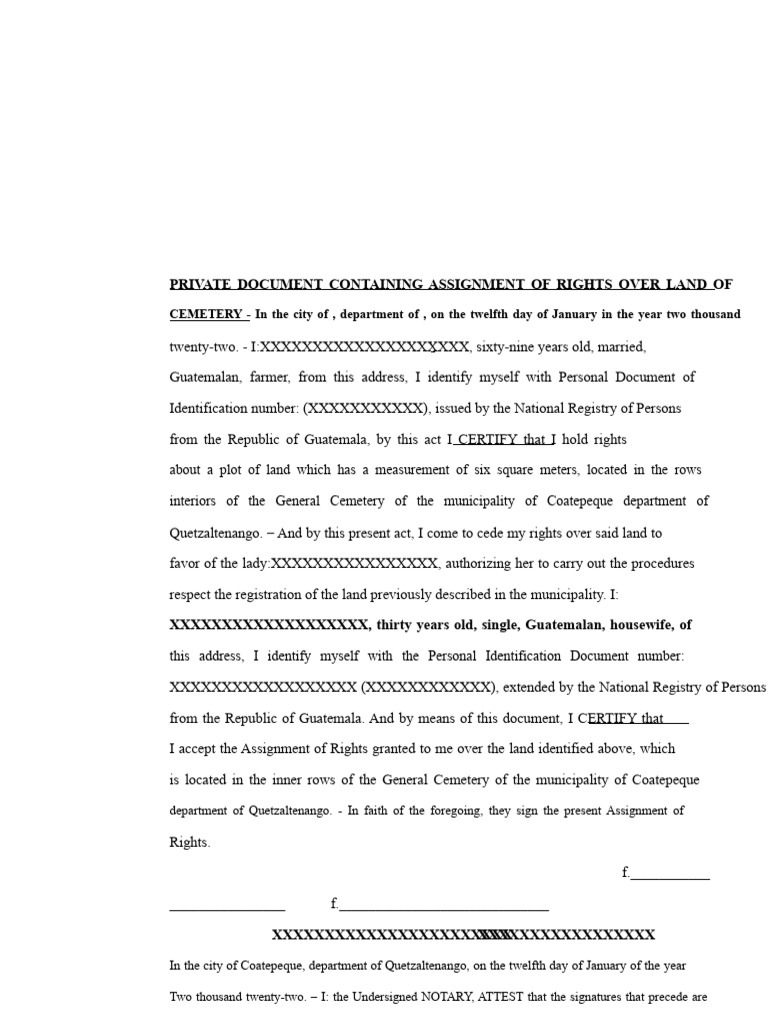 Example of Assignment of Rights Over Cemetery Land | PDF | Civil Law ...
