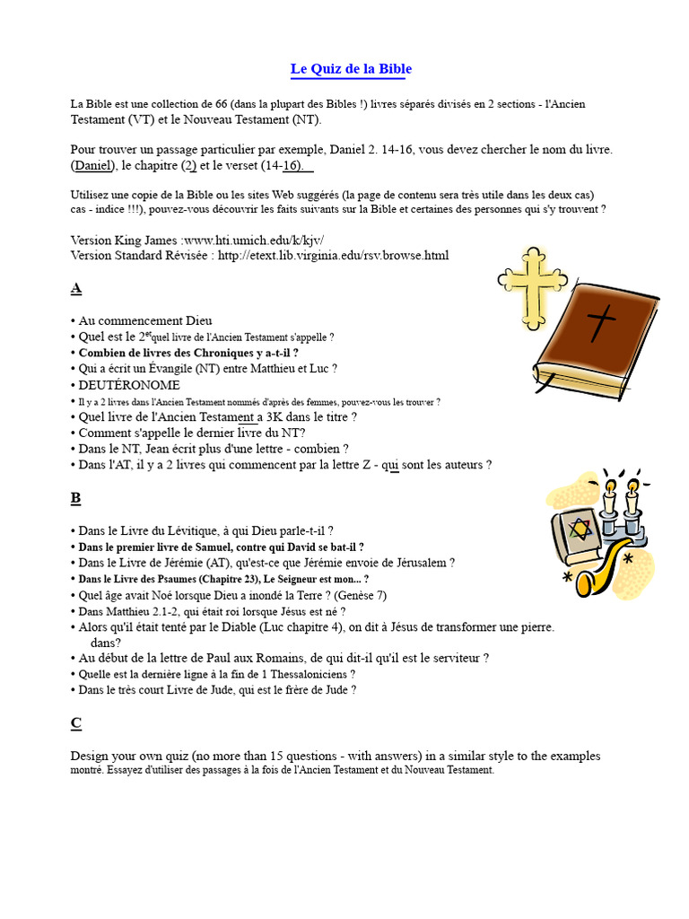 Quiz Biblique : Testez vos connaissances | PDF | Bible | Évangile selon Luc