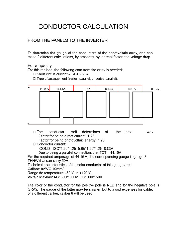 Calculation of Conductors Photovoltaic System | PDF | Photovoltaic ...