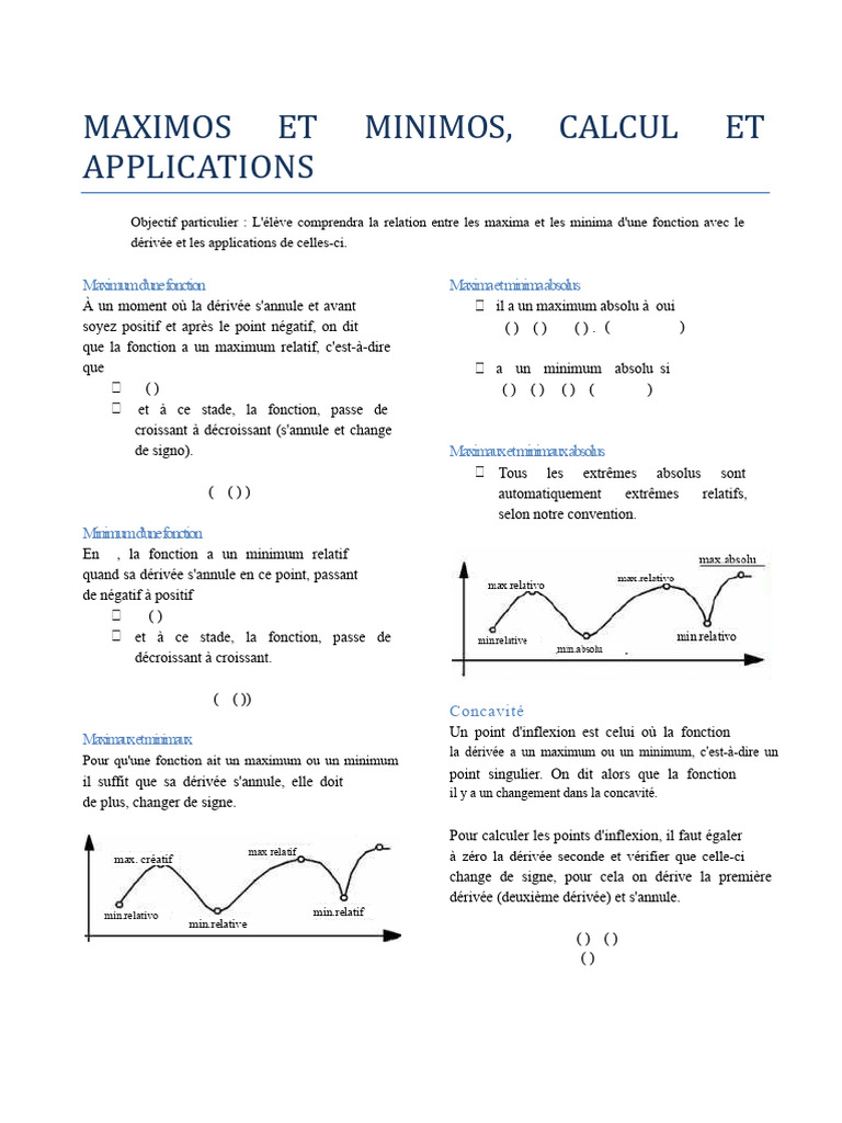 Maxima et Minima : Calcul et Applications | PDF | Fonction ...