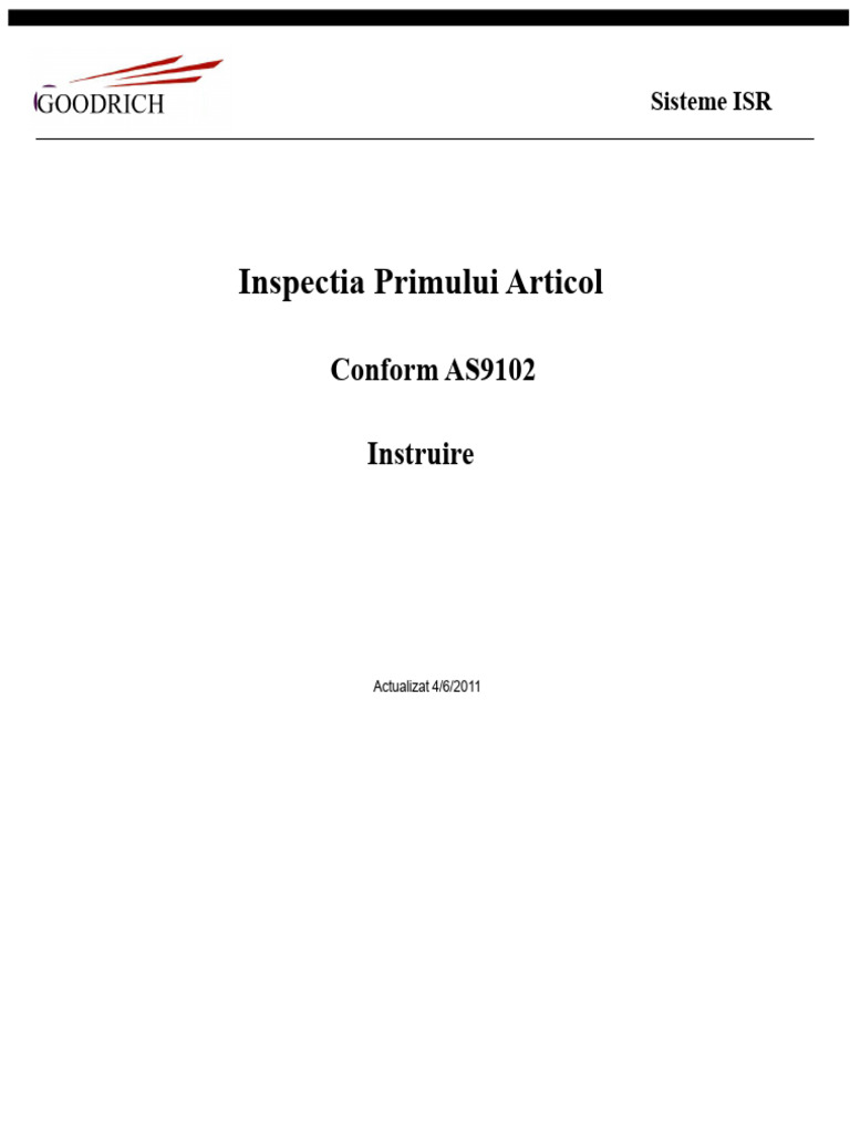 Prezentarea Inspecției Primului Articol FAI AS9102 | PDF