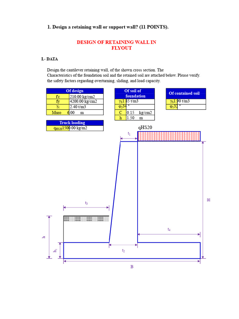Cantilever Retaining Wall Design Guide | PDF | Geotechnical Engineering ...