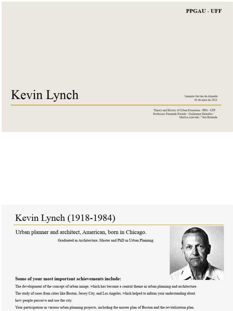 Kevin Lynch - PRESENTATION PDF | PDF | Urban Design | Urban Planning