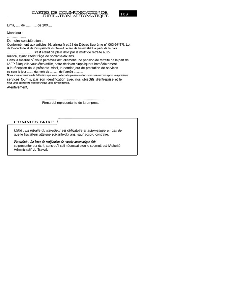 Notification de Retraite Automatique | PDF