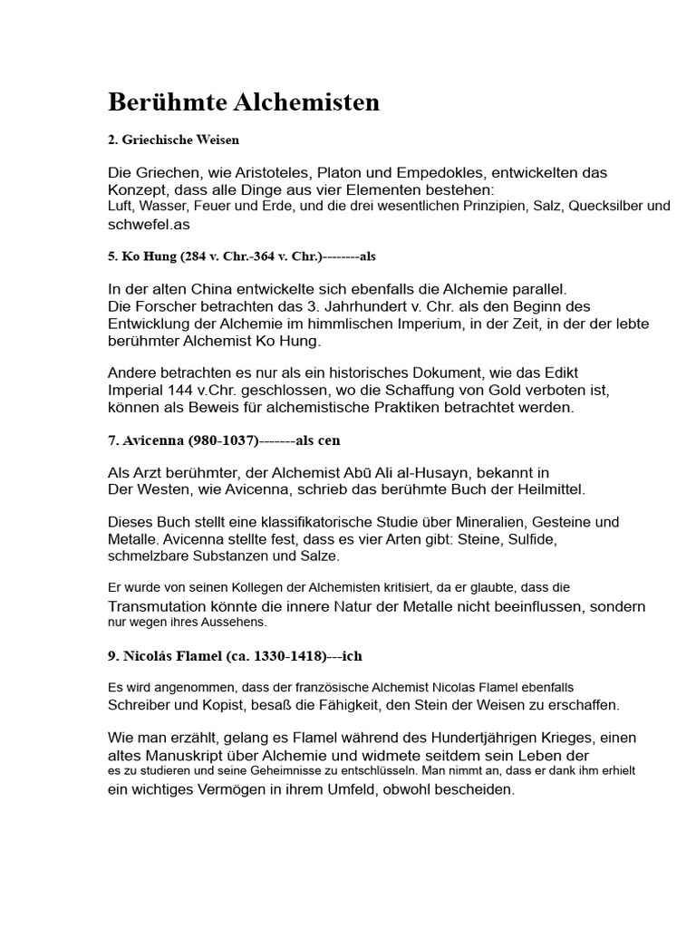 Berühmte Alchemisten | PDF