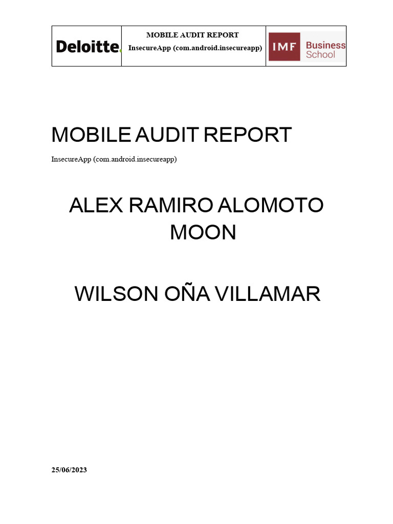 Mobile Security Audit: InsecureApp Report | PDF | Security | Computer ...