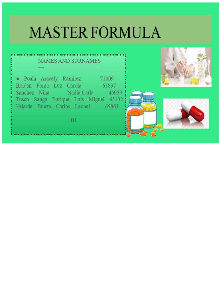 Master Formulas in Pharmacology Guide | PDF | Pharmacy | Topical Medication