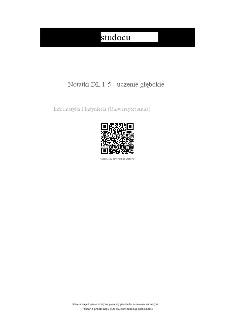Notatki DL 1 5 Głębokie Uczenie | PDF