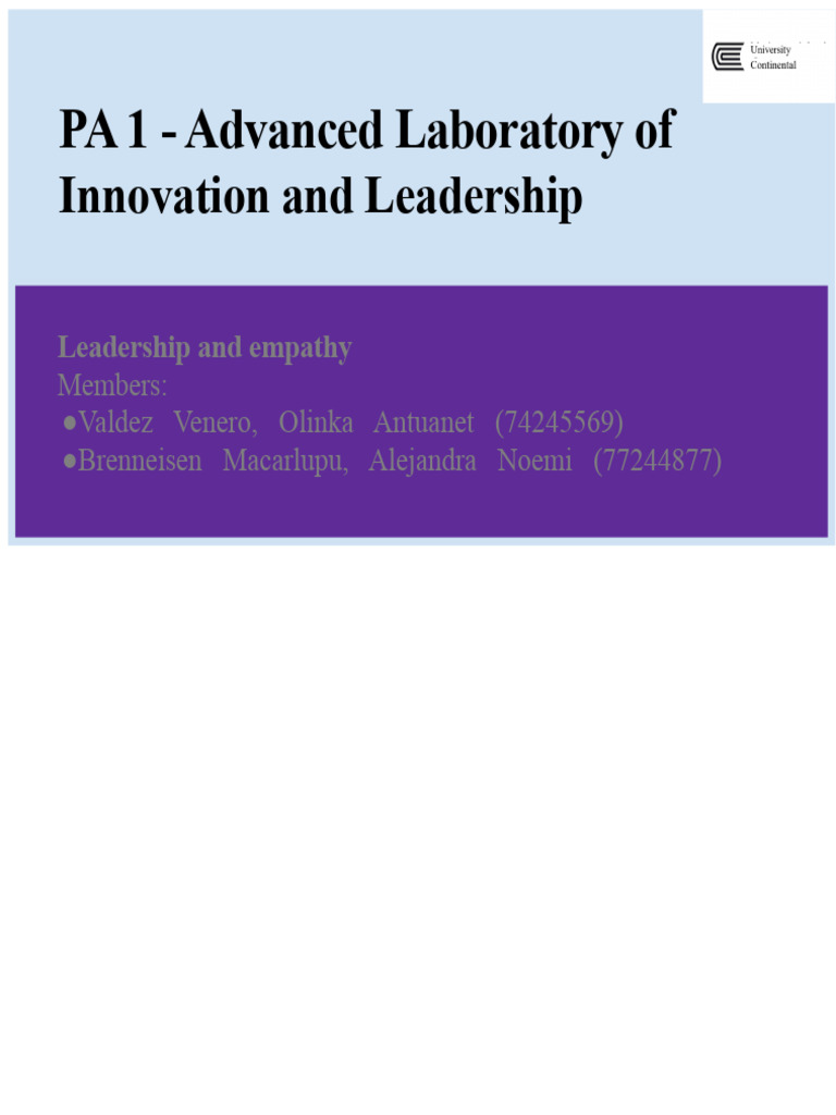 PA 1 - Advanced Laboratory of Innovation and Leadership | PDF ...