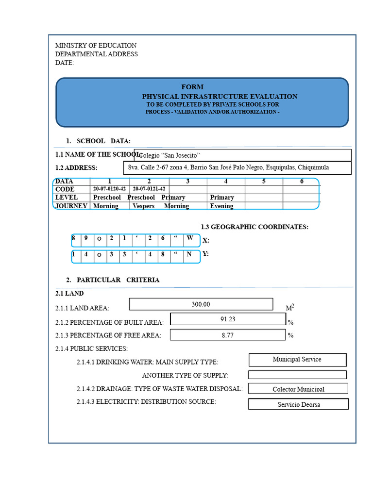 Physical Infrastructure Evaluation Form | PDF