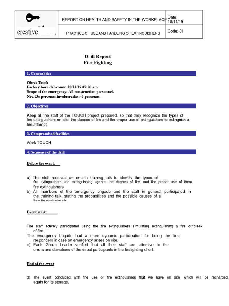 Fire Extinguisher Training Report | PDF