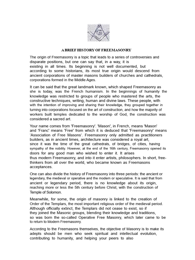 Origins and Evolution of Freemasonry | PDF | Freemasonry | Masonic Lodge