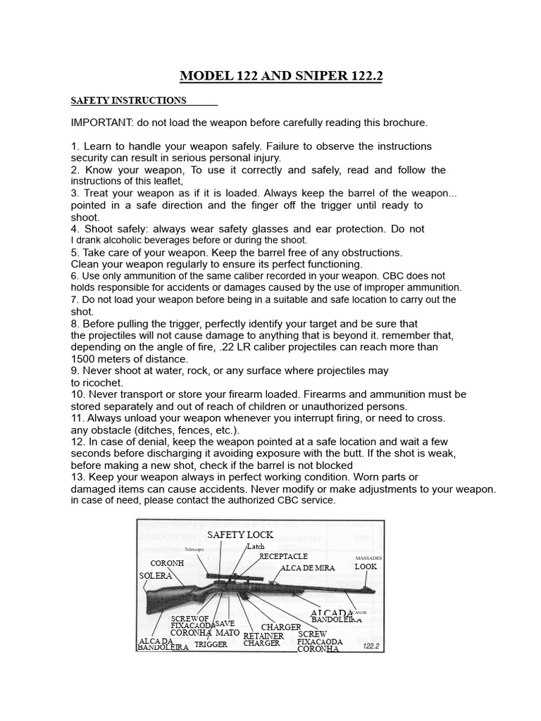 Model 122 & 122.2 Rifle Safety Guide | PDF | Trigger (Firearms ...