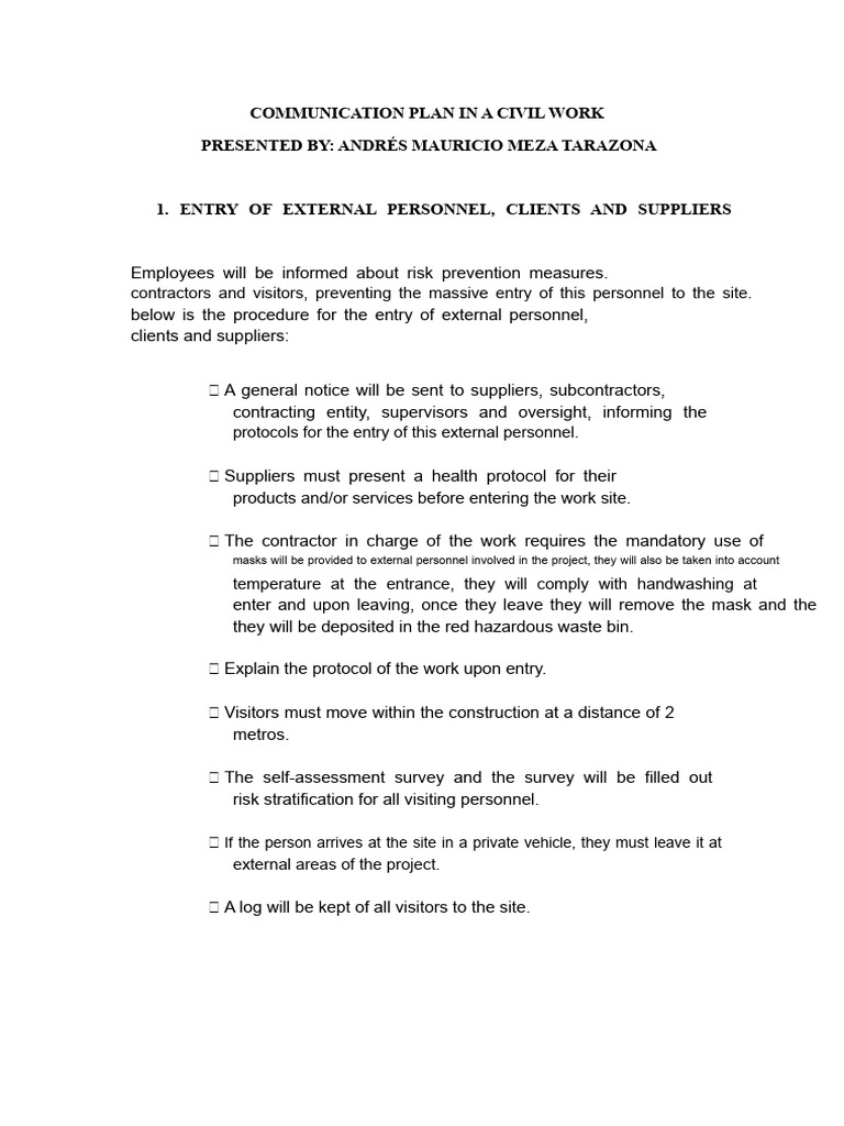 COVID-19 Communication Plan for Construction | PDF | Public Health