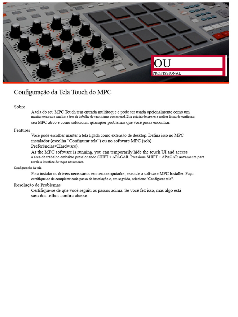 Configuração da Tela Touch do MPC | PDF | Ambiente de desktop | Driver ...
