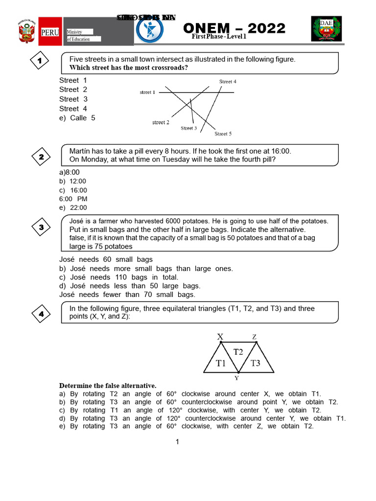 Math Olympiad Level 1 Problems | PDF | Area | Geometry