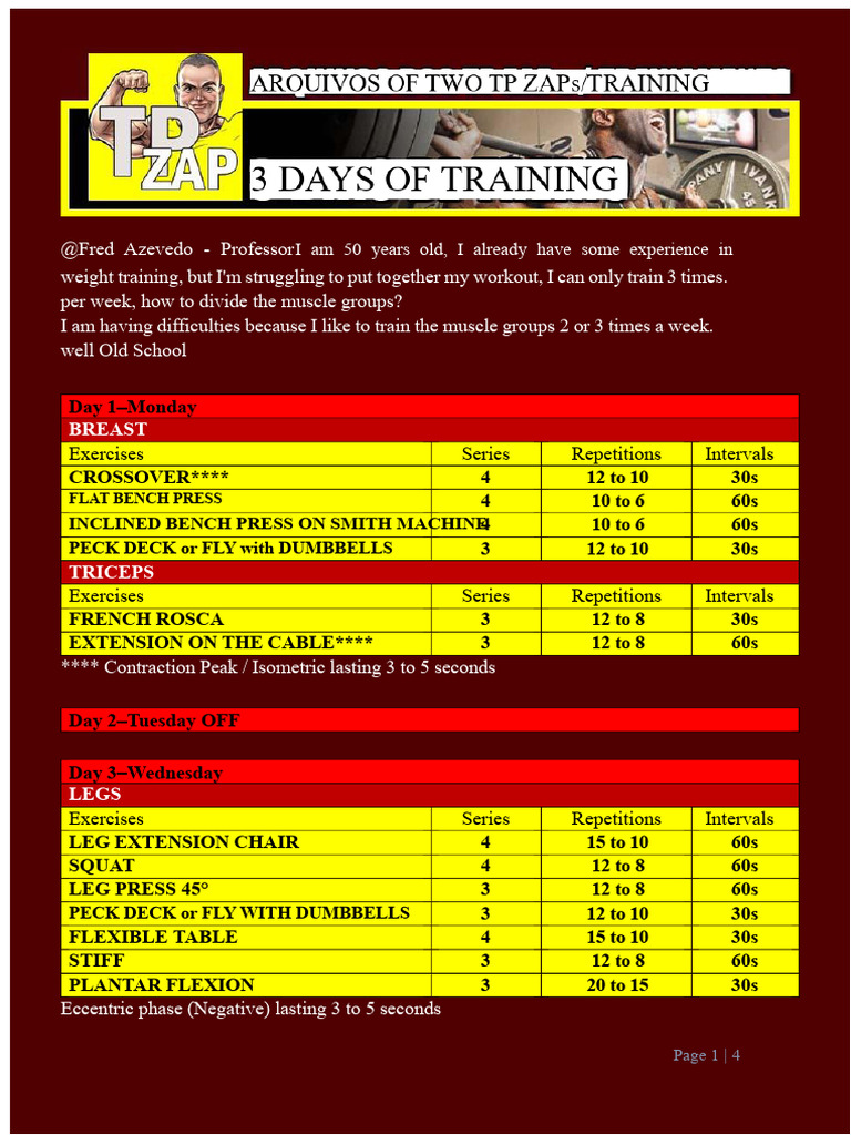 TRAINING - 3 DAYS of TRAINING | PDF | Strength Training | Physical Fitness
