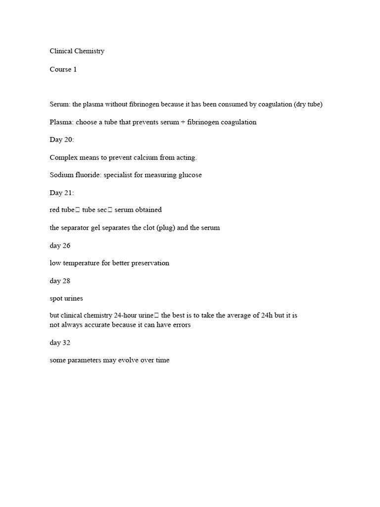 Clinical Chemistry Course Overview | PDF | Sensitivity And Specificity ...