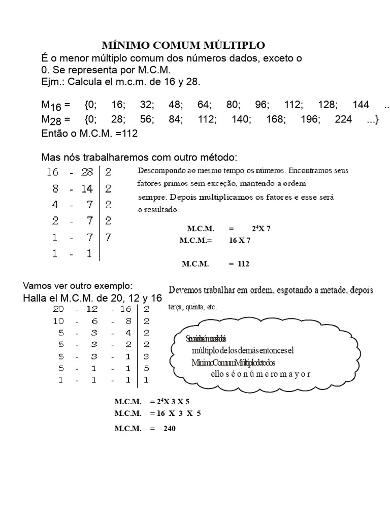 Cálculo do Mínimo Múltiplo Comum | PDF | Teoria dos Números ...