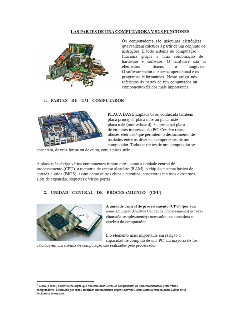 Partes de um Computador e Suas Funções | PDF | Armazenamento de dados ...