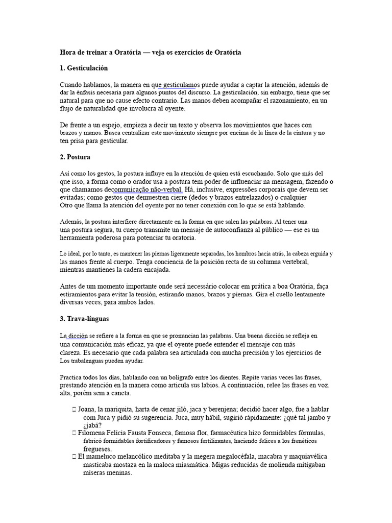 Ejercicios Clave para Mejorar tu Oratoria | PDF | Hablar en público ...