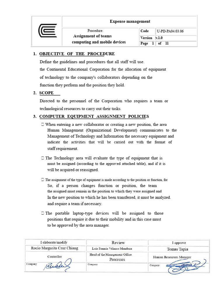 Equipment Assignment Procedures for Staff | PDF | Office Equipment ...