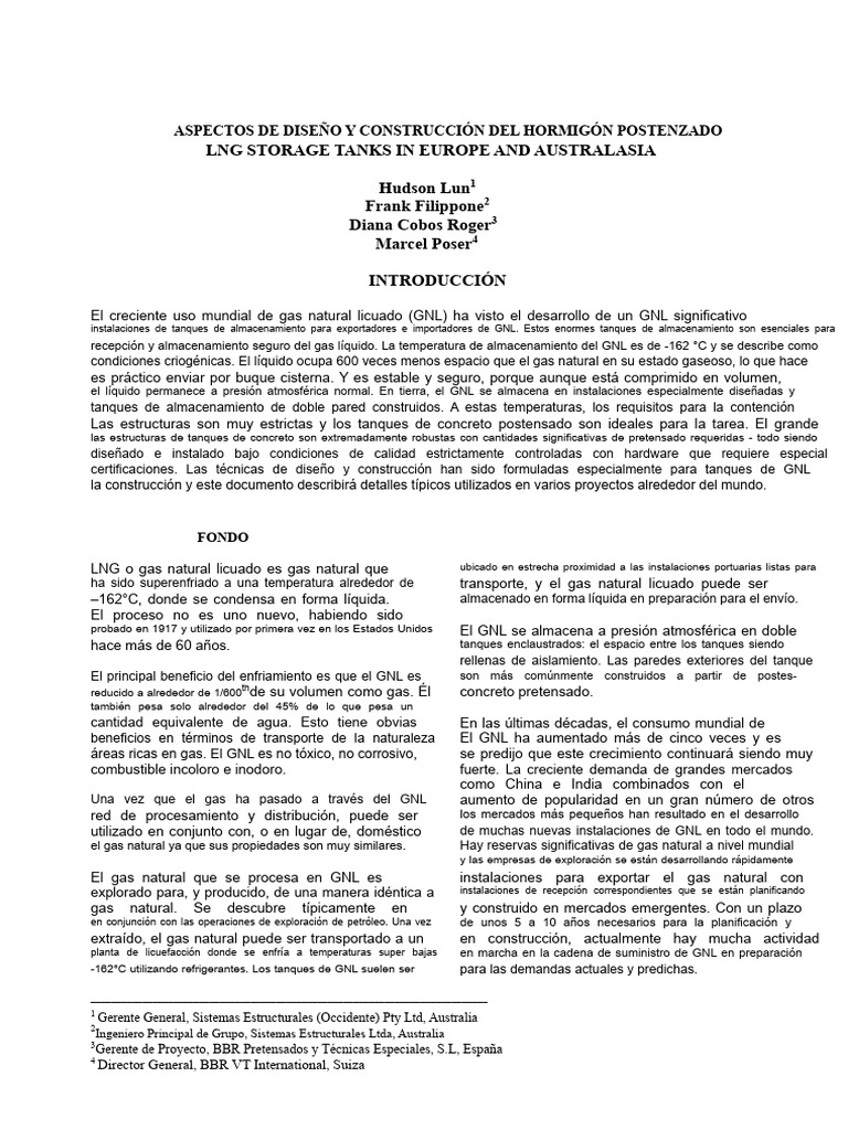 Diseño de Tanques de GNL Postensados | PDF | Gas natural licuado | Gases