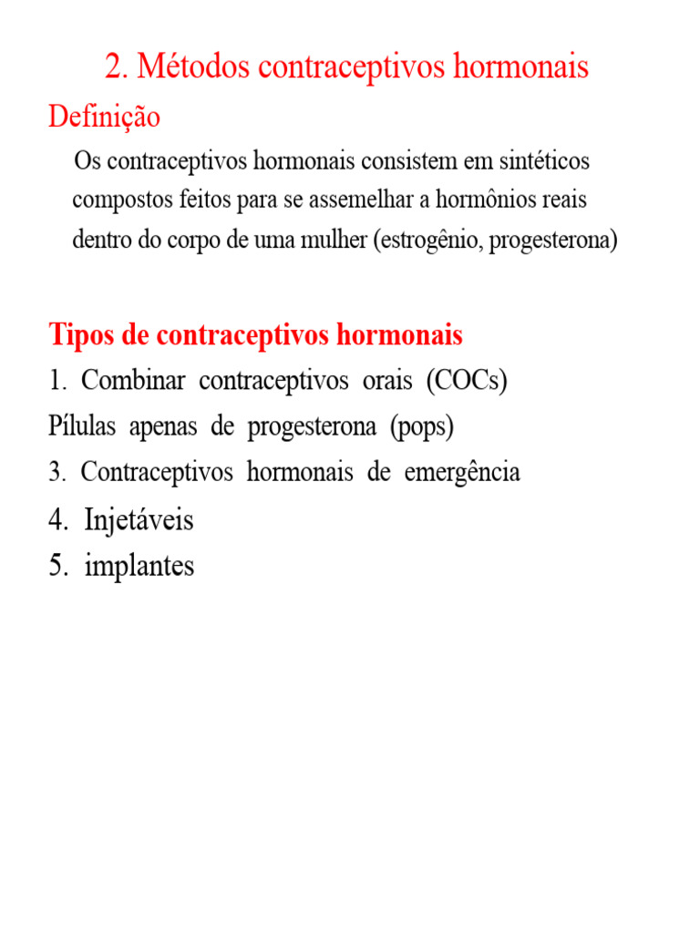 Métodos Contraceptivos Hormonais Explicados | PDF | Pílula ...