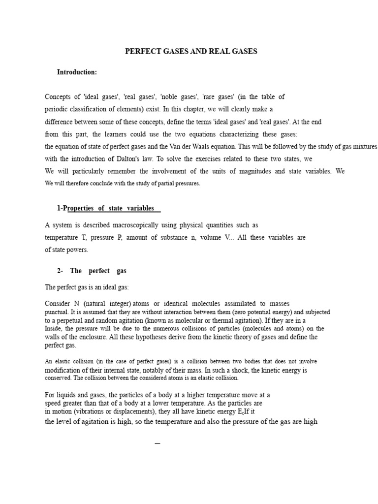 Understanding Ideal and Real Gases | PDF | Gases | Temperature