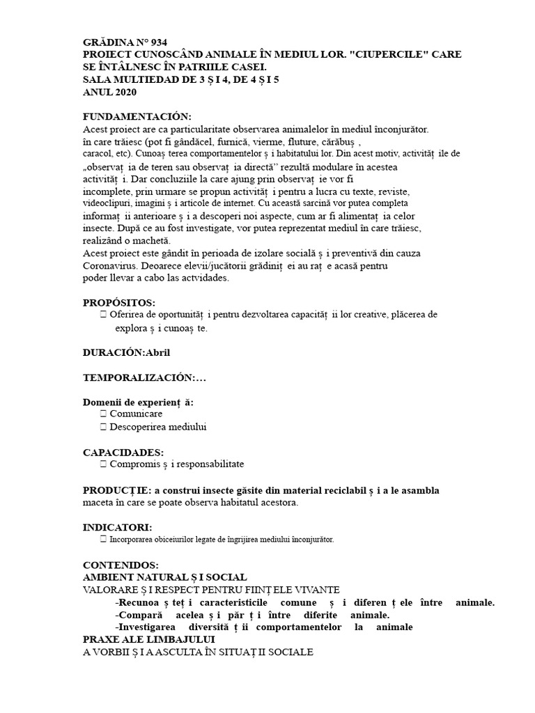 Proiectul Despre Insecte | PDF