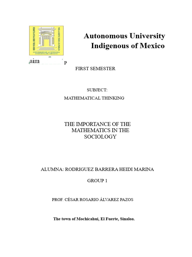 IMPORTANCE OF MATHEMATICS IN SOCIOLOGY | PDF | Mathematics | Psychology