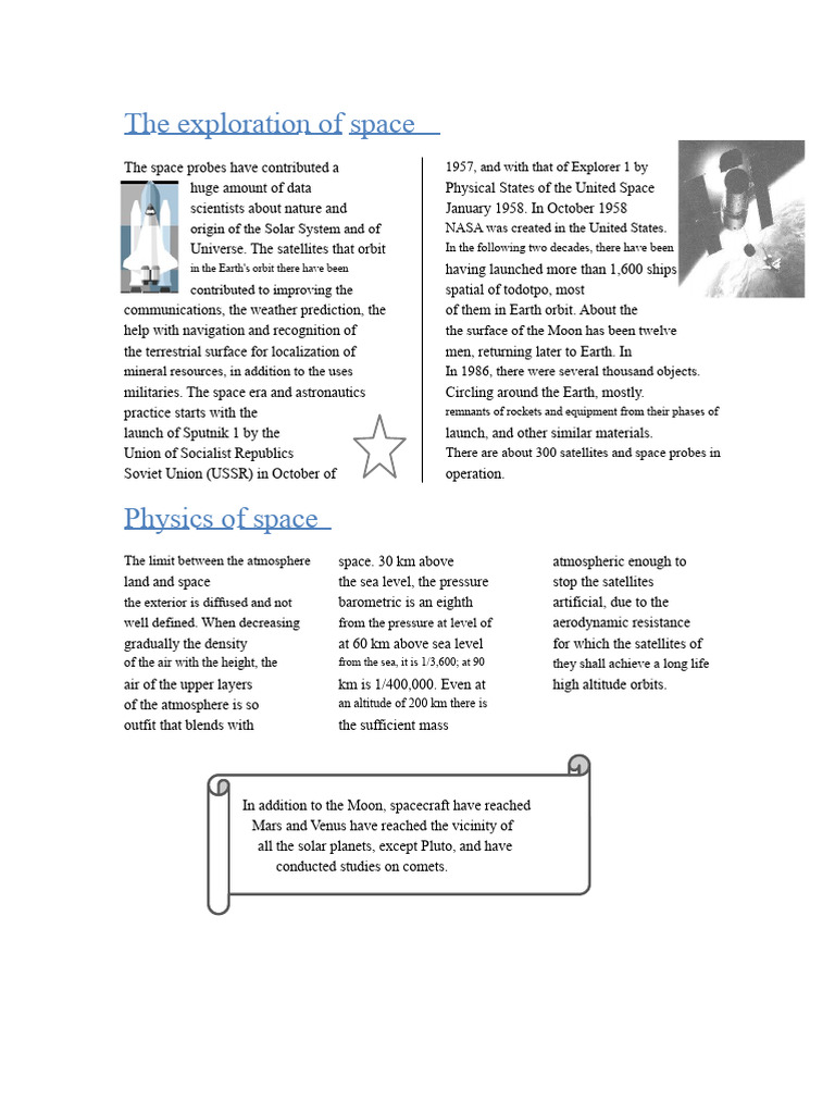 The exploration of space | PDF | Outer Space | Space Exploration